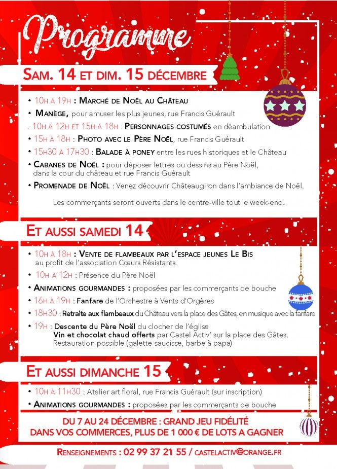Programme - Marché de noel Châteaugiron 2019