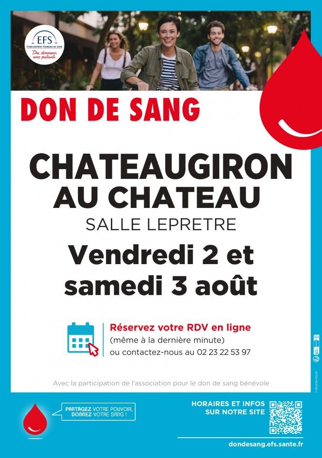 collecte de sang châteaugiron aout 2024